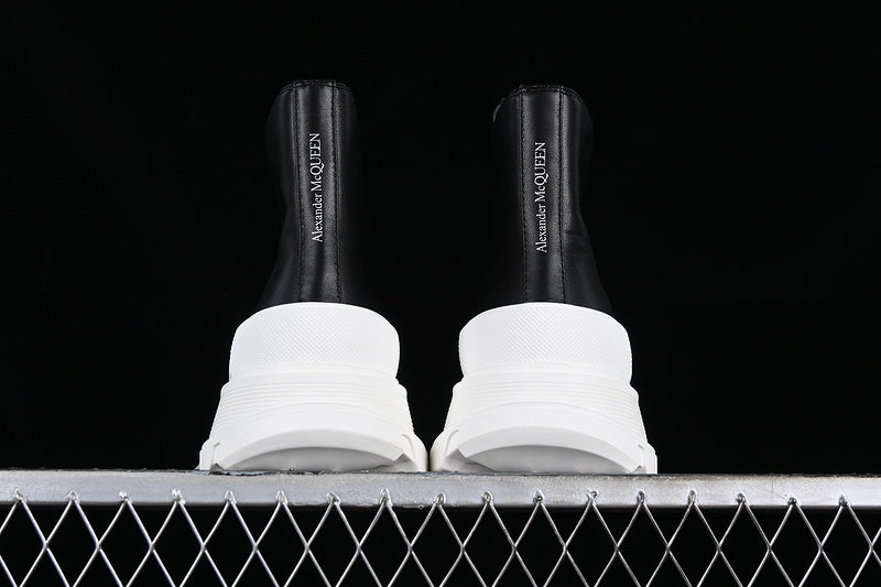 A McQ Tread Slick Leather Boots "Black/White"