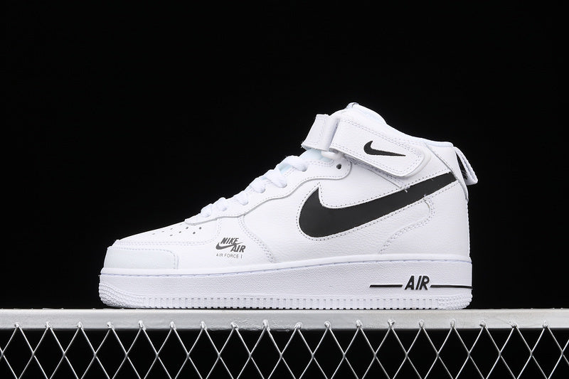Nike Air Force 1 Mid "All White/Black"