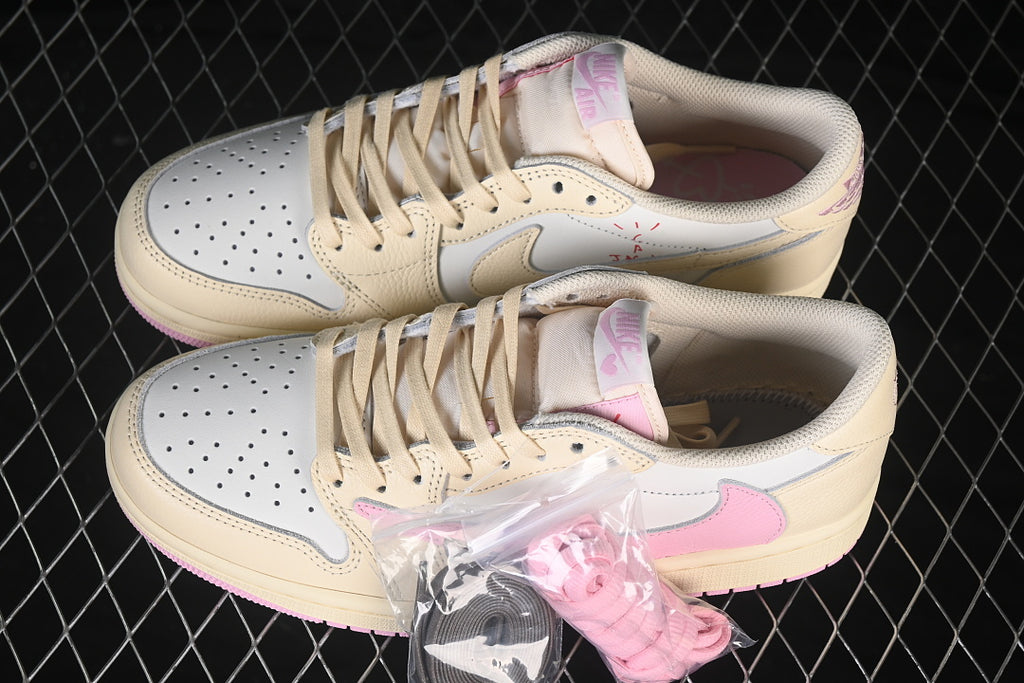 Air Jordan 1 Retro Low OG X Travis Scott "Muslin/Shy PinK"
