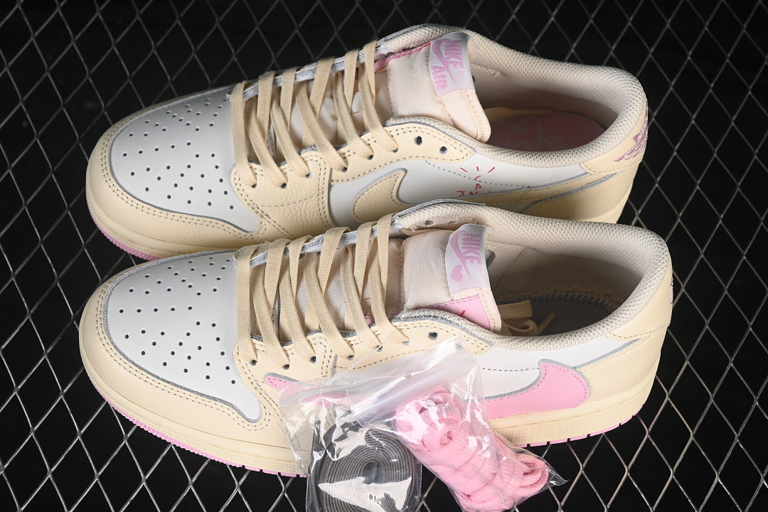Air Jordan 1 Retro Low OG X Travis Scott "Muslin/Shy PinK"