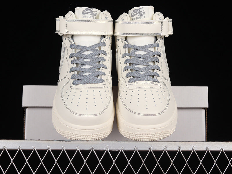 Nike Air Force 1 Mid Reflective "Triple Cream/Grey"