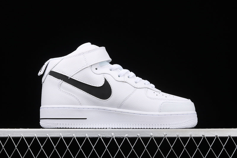 Nike Air Force 1 Mid "All White/Black"