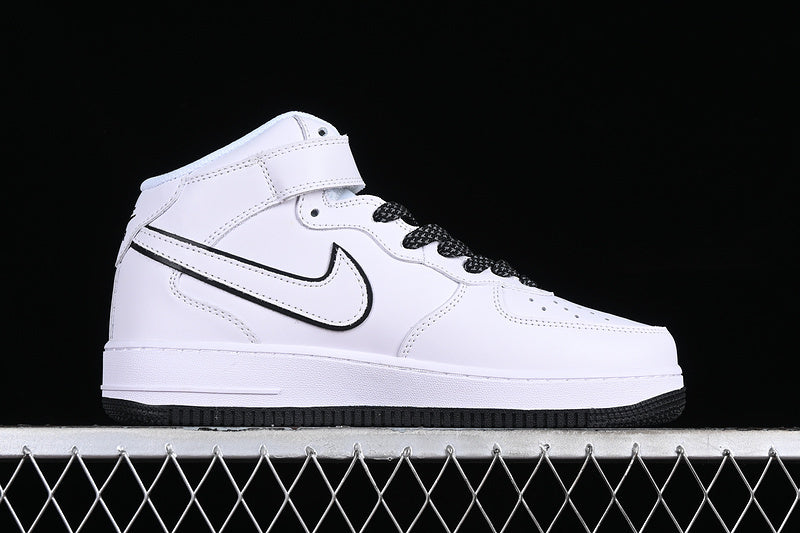 Nike Air Force 1 Mid "All White/Black"
