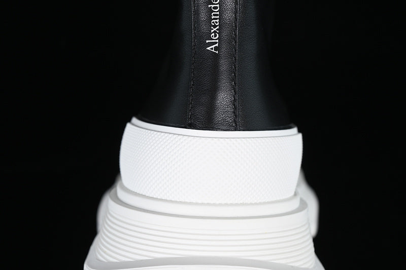 A McQ Tread Slick Leather Boots "Black/White"